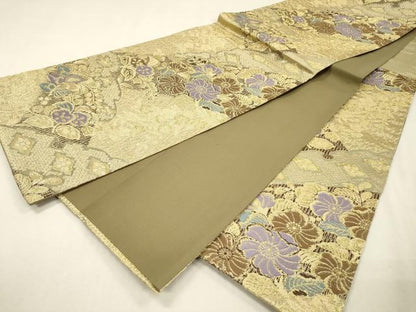 平和屋着物▼六通柄袋帯　辻が花　金糸　正絹　逸品　DABI7155fe