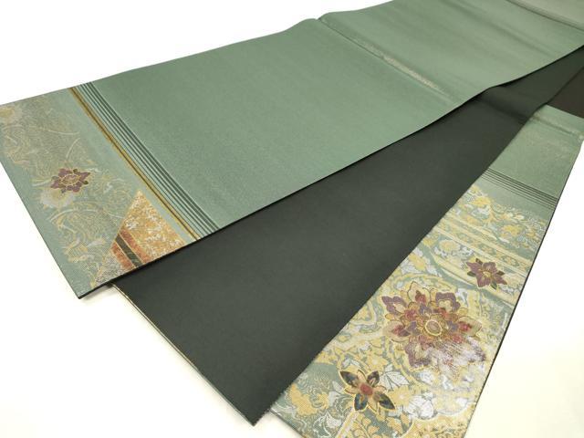 平和屋着物▼太鼓柄袋帯　螺鈿箔　正倉院鳳凰花文　金彩　正絹　逸品　DABI7169fe