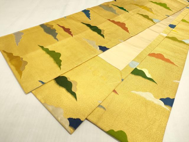 平和屋着物▼全通柄袋帯　東京井筒工芸創作　霞文　金糸　正絹　逸品　DABI7182fe