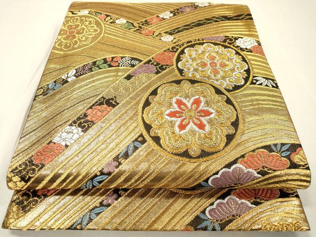 平和屋着物▼六通柄袋帯　唐織　正倉院花松文　金銀糸　鈴乃屋扱い　正絹　逸品　DABI7185fe