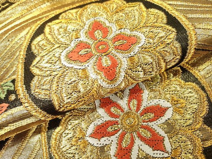 平和屋着物▼六通柄袋帯　唐織　正倉院花松文　金銀糸　鈴乃屋扱い　正絹　逸品　DABI7185fe