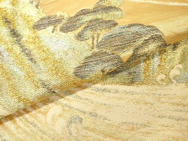 平和屋着物▼六通柄袋帯　立波松文　金銀糸　正絹　逸品　DABI7189fe