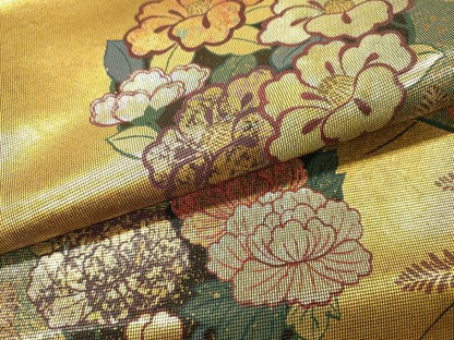 平和屋着物▼太鼓柄袋帯　螺鈿箔　作家物　花丸文　金彩　引箔　正絹　逸品　未使用　DABI7193fe