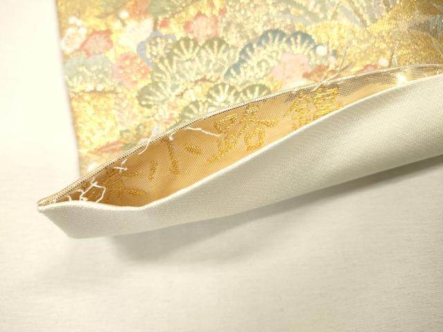 平和屋着物▼全通柄袋帯　綾小路錦　御所車飛鳥花文　金糸　正絹　逸品　DABI7251fe