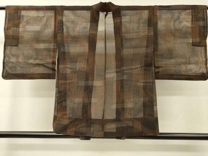 平和屋着物▽羽織　スリーシーズン　春夏秋　塵除け　横段　正絹　逸品　DABI7261fe