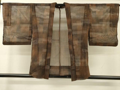 平和屋着物▽羽織　スリーシーズン　春夏秋　塵除け　横段　正絹　逸品　DABI7261fe