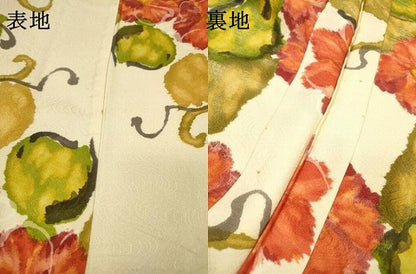 平和屋着物▽上質な小紋　単衣　花唐草文　正絹　逸品　DABI7267fe