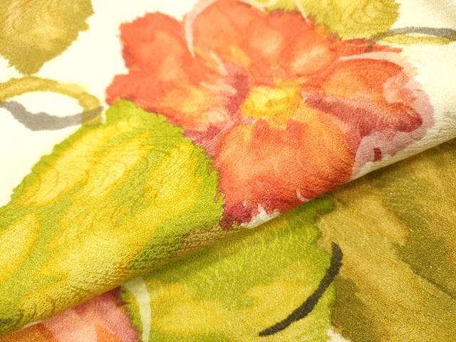 平和屋着物▽上質な小紋　単衣　花唐草文　正絹　逸品　DABI7267fe