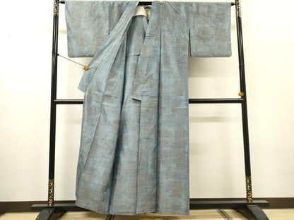 平和屋着物▽上質な紬　単衣　花菱文　正絹　逸品　DABI7274fe