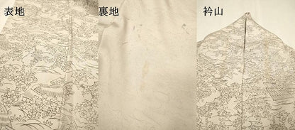 平和屋着物▽上質な小紋　単衣　手描き　風景文　正絹　逸品　DABI7275fe