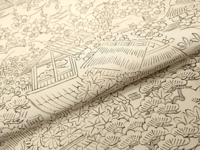 平和屋着物▽上質な小紋　単衣　手描き　風景文　正絹　逸品　DABI7275fe