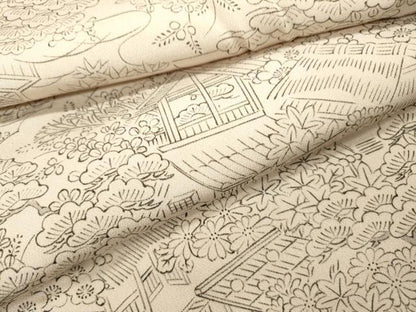 平和屋着物▽上質な小紋　単衣　手描き　風景文　正絹　逸品　DABI7275fe