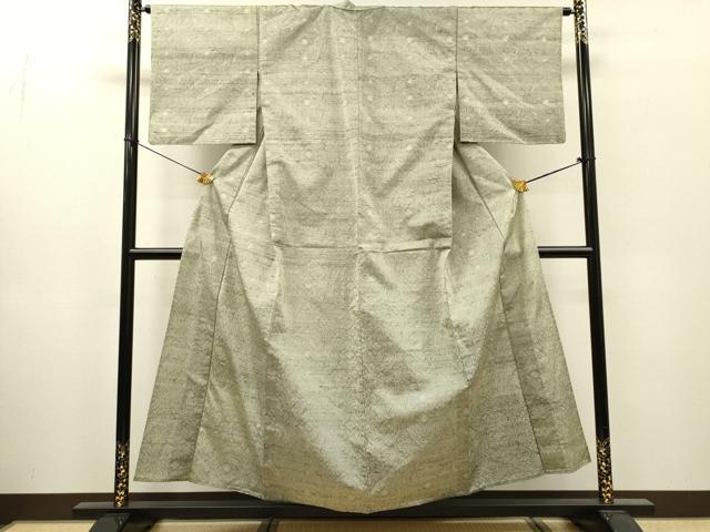 平和屋着物▽上質な紬　単衣　洋花文　正絹　逸品　DABI7276fe
