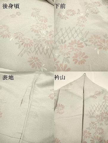 平和屋着物▽上質な小紋　単衣　籬花文　鬼しぼ縮緬　正絹　逸品　DABI7277fe