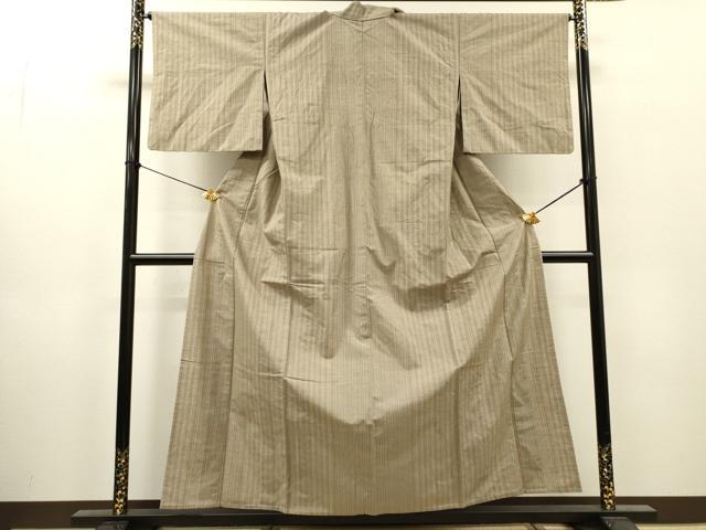平和屋着物▽上質な紬　単衣　間道　正絹　逸品　DABI7280fe