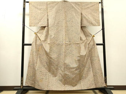 平和屋着物▽本場大島紬　単衣　7マルキ　草花　正絹　逸品　DABI7283fe