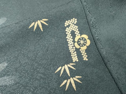 平和屋着物▽訪問着　単衣　竹屋町刺繍　笹花文　暈し染　金彩　正絹　逸品　DABI7285fe