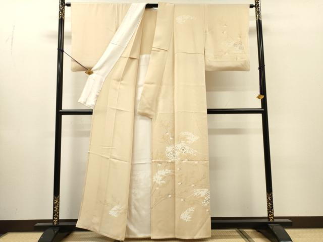 平和屋着物▽訪問着　単衣　刺繍　枝花　金彩　正絹　逸品　DABI7290fe