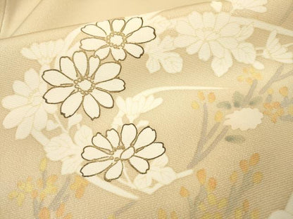 平和屋着物▽訪問着　単衣　刺繍　枝花　金彩　正絹　逸品　DABI7290fe