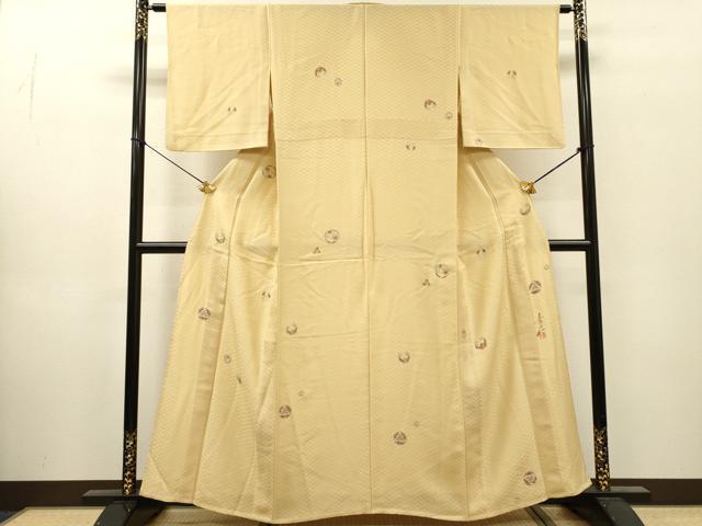 平和屋着物▽友禅作家の巨匠　浅井青仁　小紋　単衣　花丸文　金彩　正絹　逸品　DABI7291fe
