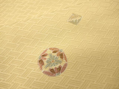 平和屋着物▽友禅作家の巨匠　浅井青仁　小紋　単衣　花丸文　金彩　正絹　逸品　DABI7291fe