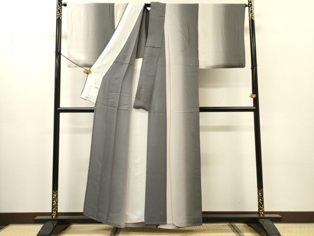 平和屋着物▽上質な小紋　単衣　間道　暈し染　正絹　逸品　DABI7292fe