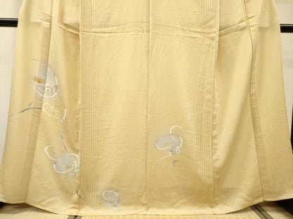 平和屋着物▽訪問着　単衣　駒刺繍　花唐草文　暈し染　金糸　正絹　逸品　DABI7295fe