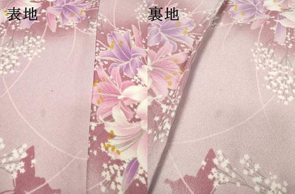 平和屋着物▽小紋　単衣　舞蝶花文　洗える着物　DABI7299fe