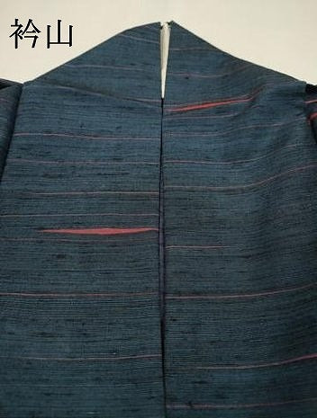 平和屋着物▽上質な紬　単衣　横段文　正絹　逸品　DABI7301fe
