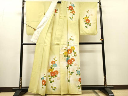 平和屋着物▽訪問着　単衣　駒刺繍　霞花文　暈し染　金彩　正絹　逸品　未使用　DABI7305fe
