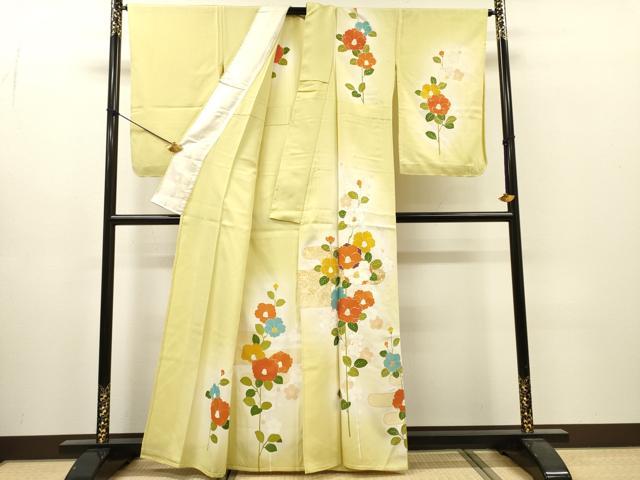 平和屋着物▽訪問着　単衣　駒刺繍　霞花文　暈し染　金彩　正絹　逸品　未使用　DABI7305fe