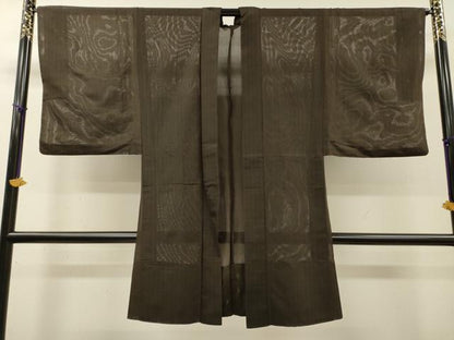 平和屋着物▽男性　長羽織　スリーシーズン春夏秋　塵除け　霞文　正絹　逸品　DABI7308fe