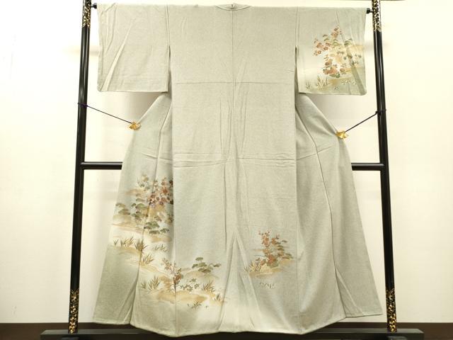 平和屋着物▼訪問着　螺鈿　風景文　暈し染　金銀彩　正絹　逸品　DABI7309fe