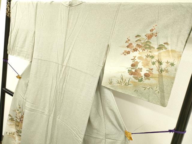 平和屋着物▼訪問着　螺鈿　風景文　暈し染　金銀彩　正絹　逸品　DABI7309fe