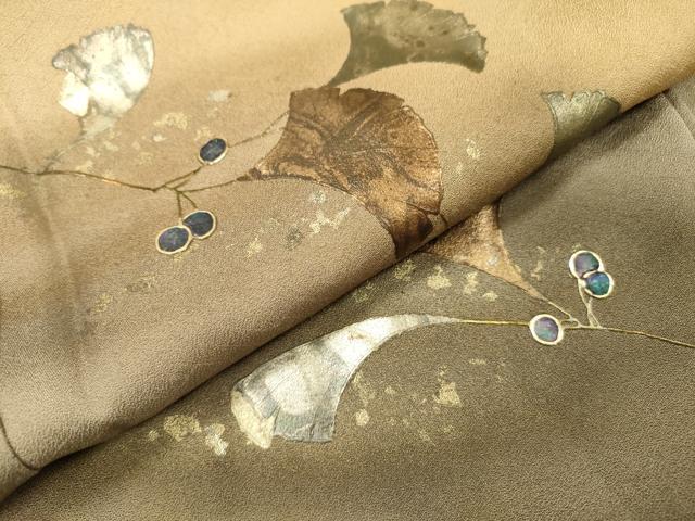 平和屋着物▼訪問着　螺鈿　南天銀杏文　暈し染　金彩　正絹　逸品　DABI7311fe