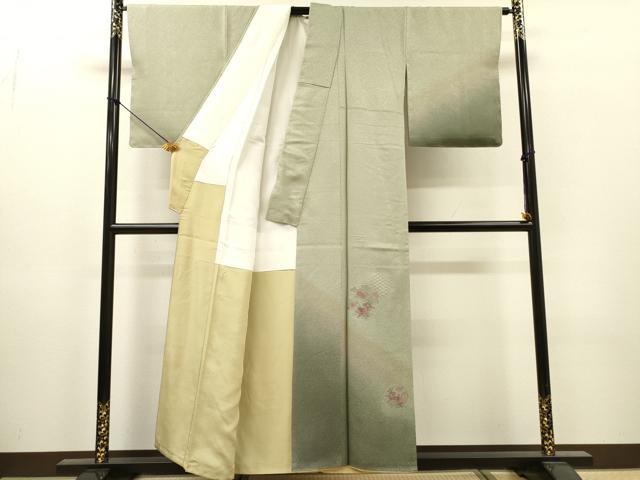 平和屋着物▼中国三大刺繍　スワトウ刺繍　汕頭刺繍　総刺繍　訪問着　雪輪花文　暈し染　正絹　逸品　DABI7312fe