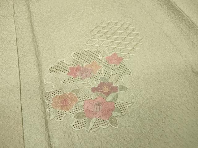 平和屋着物▼中国三大刺繍　スワトウ刺繍　汕頭刺繍　総刺繍　訪問着　雪輪花文　暈し染　正絹　逸品　DABI7312fe