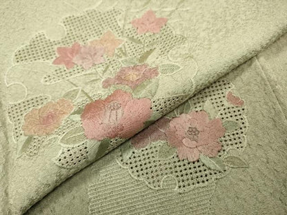 平和屋着物▼中国三大刺繍　スワトウ刺繍　汕頭刺繍　総刺繍　訪問着　雪輪花文　暈し染　正絹　逸品　DABI7312fe