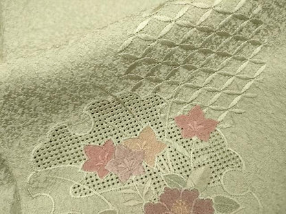 平和屋着物▼中国三大刺繍　スワトウ刺繍　汕頭刺繍　総刺繍　訪問着　雪輪花文　暈し染　正絹　逸品　DABI7312fe