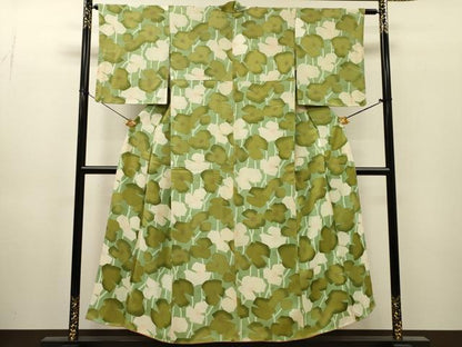 平和屋着物●上質な小紋　地紋起こし　草花　正絹　逸品　未使用　DABI7320fe