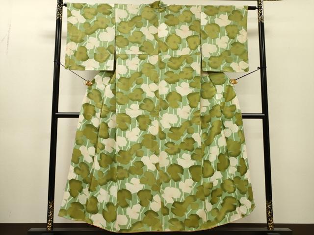 平和屋着物●上質な小紋　地紋起こし　草花　正絹　逸品　未使用　DABI7320fe