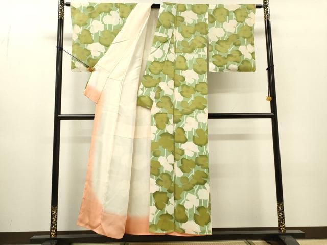 平和屋着物●上質な小紋　地紋起こし　草花　正絹　逸品　未使用　DABI7320fe