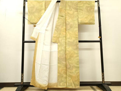平和屋着物●上質な小紋　地紋起こし　流水文　暈し染　正絹　逸品　DABI7321fe