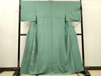 平和屋着物●中国三大刺繍　スワトウ刺繍　汕頭刺繍　総刺繍　訪問着　人物風景　金糸　正絹　逸品　DABI7325fe