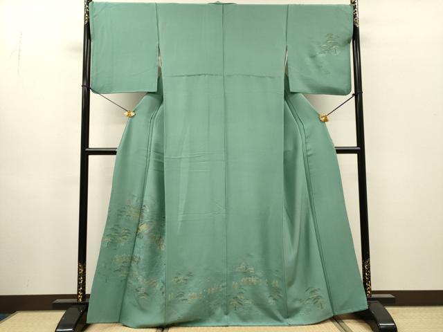平和屋着物●中国三大刺繍　スワトウ刺繍　汕頭刺繍　総刺繍　訪問着　人物風景　金糸　正絹　逸品　DABI7325fe