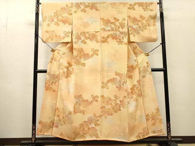 平和屋着物●上質な小紋　地紋起こし　花唐草文　暈し染　正絹　逸品　DABI7327fe