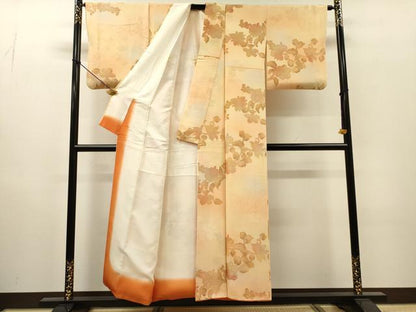 平和屋着物●上質な小紋　地紋起こし　花唐草文　暈し染　正絹　逸品　DABI7327fe