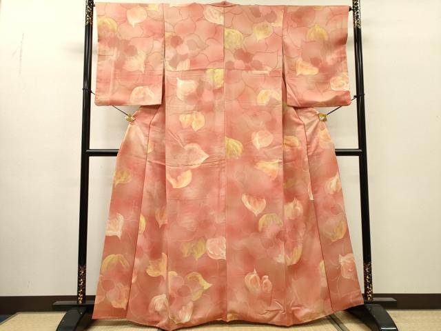平和屋着物●上質な小紋　地紋起こし　舞花　暈し染　正絹　逸品　DABI7328fe