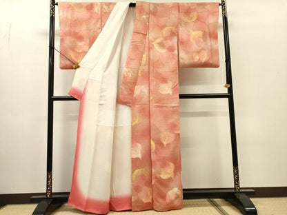 平和屋着物●上質な小紋　地紋起こし　舞花　暈し染　正絹　逸品　DABI7328fe