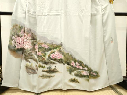 平和屋着物▼訪問着　作家物　手描き　風景文　正絹　逸品　DABI7330fe